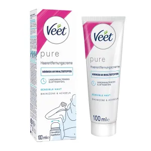 Veet PURE Haarentfernungscreme Bikini & Achseln, sensible Haut, 100ml