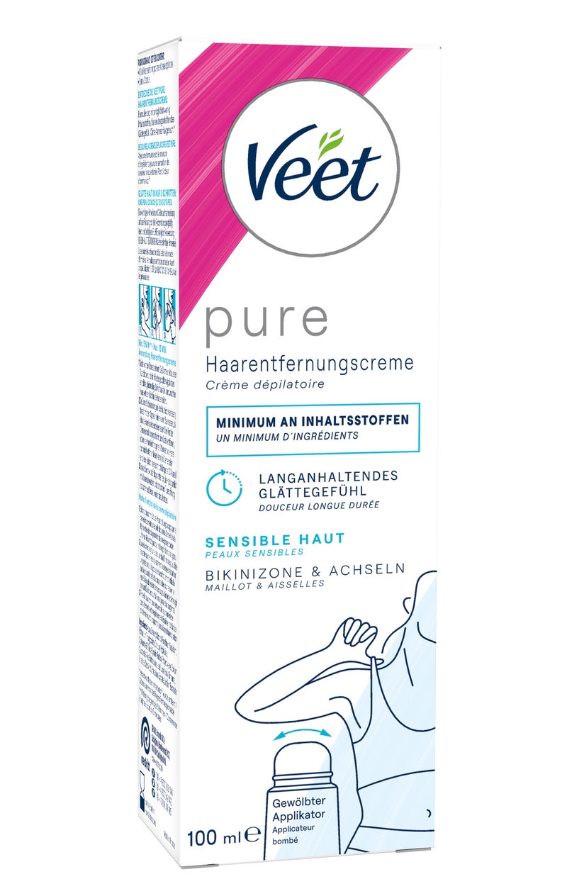 Veet PURE Haarentfernungscreme Bikini & Achseln, sensible Haut, 100ml
