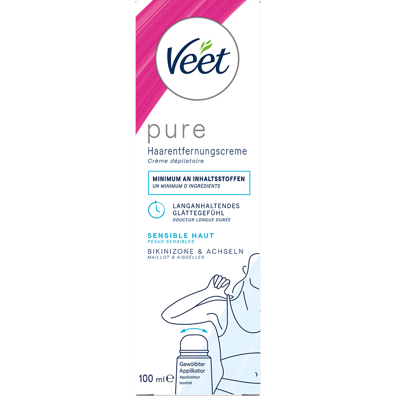 Veet PURE Haarentfernungscreme Bikini & Achseln, sensible Haut, 100ml 3