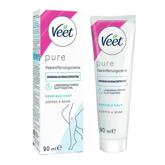 Veet PURE Haarentfernungscreme Körper & Beine, sensible Haut, 90ml