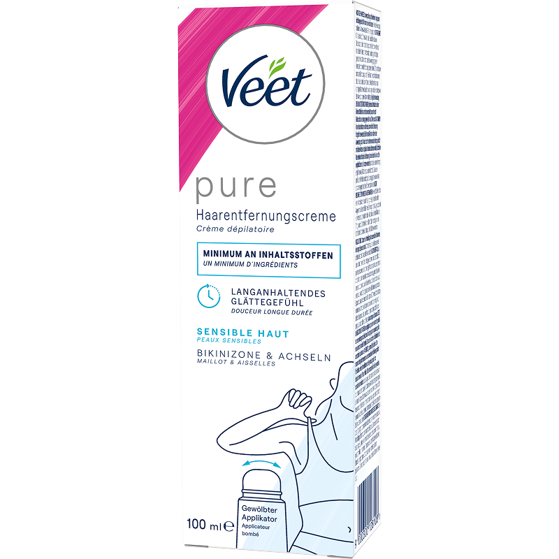 Veet PURE Haarentfernungscreme Bikini & Achseln, sensible Haut, 100ml 2