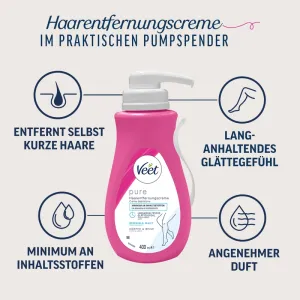 Veet PURE Haarentfernungscreme Körper & Beine, trockene Haut, 100ml