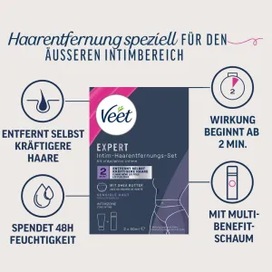 Veet EXPERT Intim-Haarentfernungs-Set, Intim-Haarentfernungscreme + Multi-Benefit Schaum, 100ml