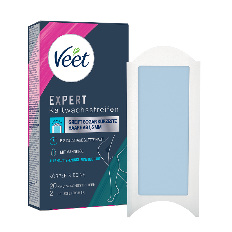 Veet EXPERT Kaltwachsstreifen Beine & Körper, alle Hauttypen, 20 Stück