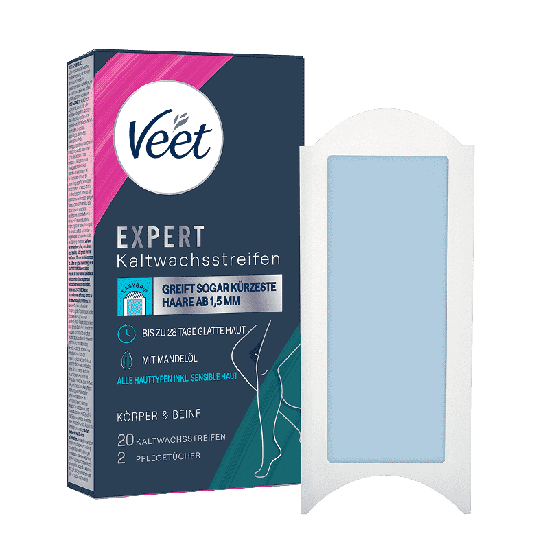 Veet EXPERT Kaltwachsstreifen Beine & Körper, alle Hauttypen, 20 Stück