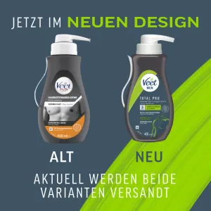 Veet Men Haarentfernungscreme Oberkörper & Beine Pumpspender, normale Haut, 400ml