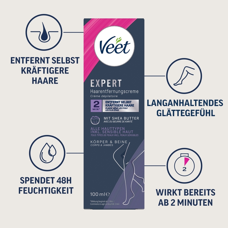 Veet EXPERT Haarentfernungscreme Körper & Beine, alle Hauttypen, 100ml 5