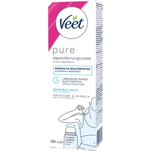 Veet PURE Haarentfernungscreme Bikini & Achseln, sensible Haut, 100ml