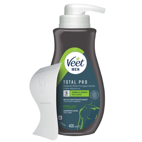 Veet Men Haarentfernungscreme Oberkörper & Beine Pumpspender, normale Haut, 400ml