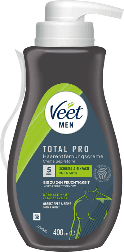 Veet Men Haarentfernungscreme Pumpspender Beine & Körper, sensible Haut, 400ml