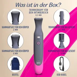 Veet EXPERT All-In-One Trimmer - Trimmer + 2 Trimmerköpfe & 3 Kammaufsätze 8