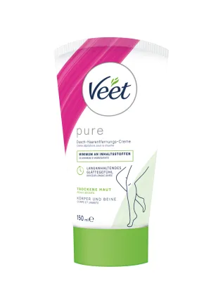 Veet PURE Dusch-Haarentfernungscreme, Körper & Beine, trockene Haut, 150ml