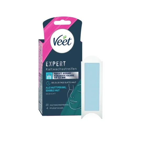 Veet EXPERT Kaltwachsstreifen Gesicht, alle Hauttypen, 20 Stück 10