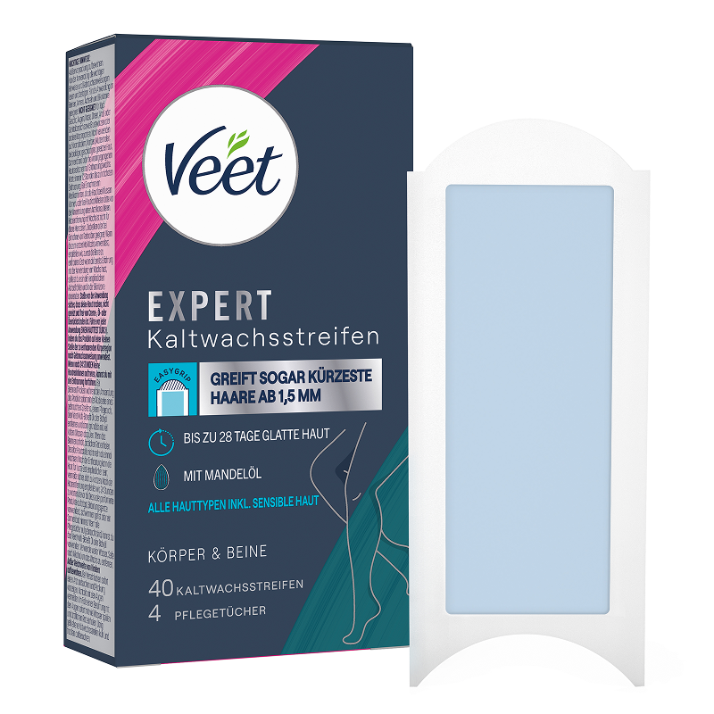 Veet EXPERT Kaltwachsstreifen Beine & Körper, alle Hauttypen, 40 Stück