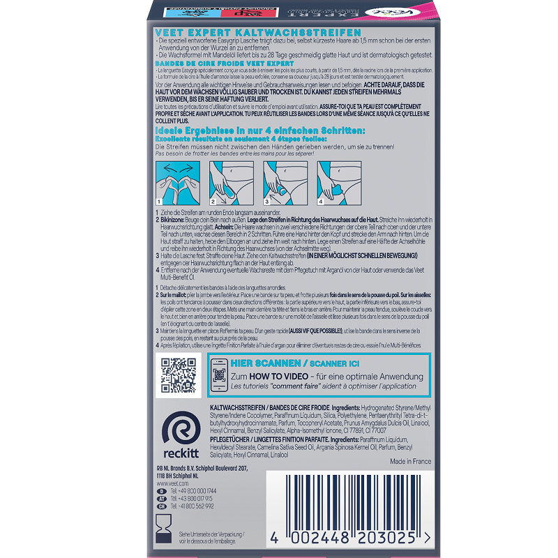 Veet EXPERT Kaltwachsstreifen Bikini & Achseln, alle Hauttypen, 16 Stück 2