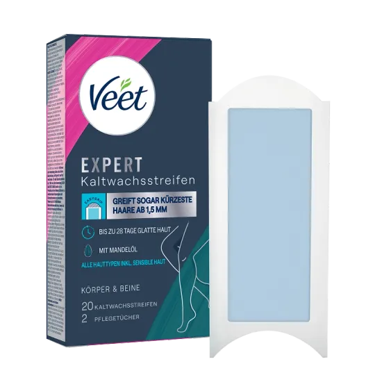 Veet EXPERT Kaltwachsstreifen Beine & Körper, alle Hauttypen, 20 Stück