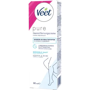 Veet PURE Haarentfernungscreme Körper & Beine, sensible Haut, 90ml