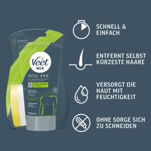 Veet Men Dusch-Haarentfernungscreme Oberkörper & Beine, normale Haut, 150 ml