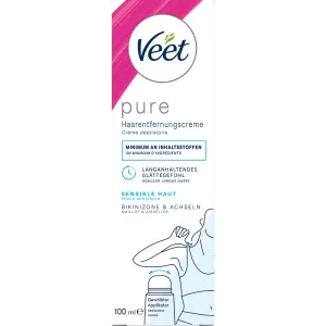 Veet PURE Haarentfernungscreme Bikini & Achseln, sensible Haut, 100ml