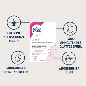 Veet PURE Haarentfernungs-Set Gesicht, normale Haut, 100ml