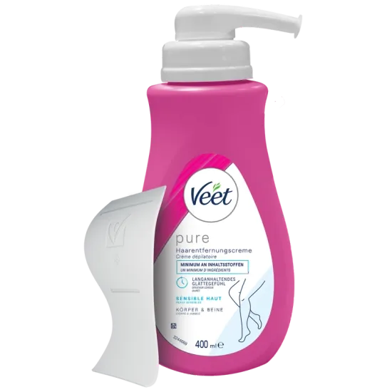 Veet PURE Haarentfernungscreme Pumpspender Körper & Beine, sensible Haut, 400ml