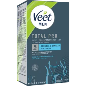Veet Men Intim-Haarentfernungs-Set, Haarentfernungscreme Intimbereich + Pflegebalsam, 150ml