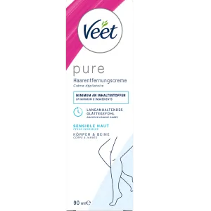 Veet PURE Haarentfernungscreme Körper & Beine, sensible Haut, 90ml