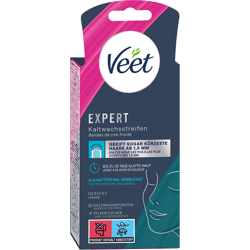 Veet EXPERT Kaltwachsstreifen Gesicht, alle Hauttypen, 20 Stück 2