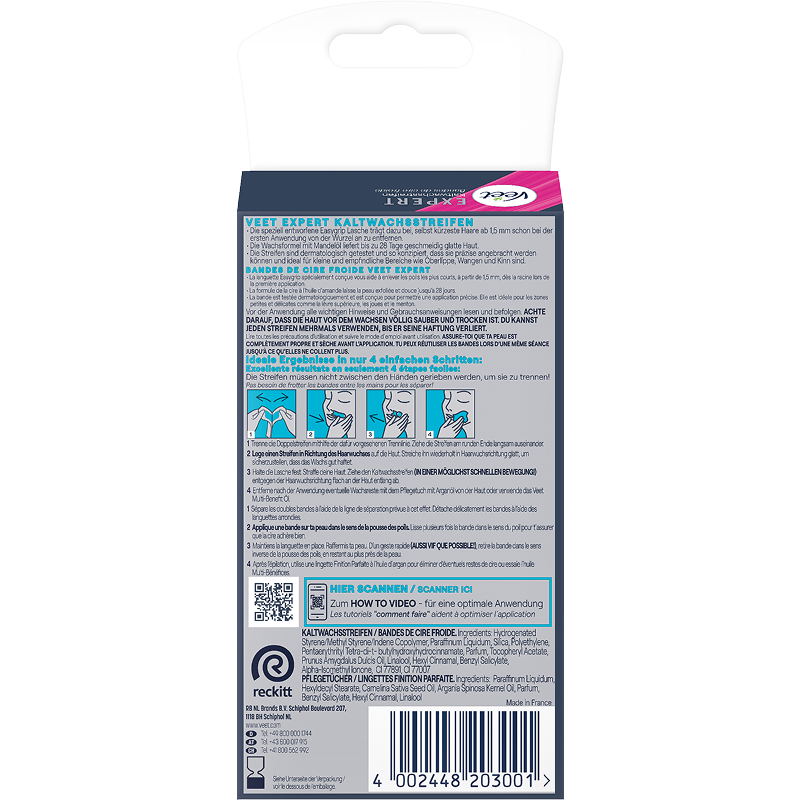 Veet EXPERT Kaltwachsstreifen Gesicht, alle Hauttypen, 20 Stück 3
