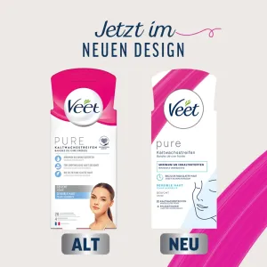 Veet PURE Kaltwachsstreifen Gesicht, sensible Haut, 20 Stück