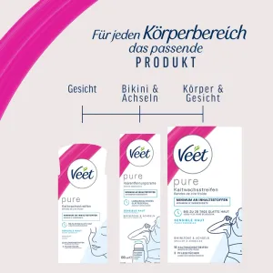 Veet PURE Kaltwachsstreifen Gesicht, sensible Haut, 20 Stück