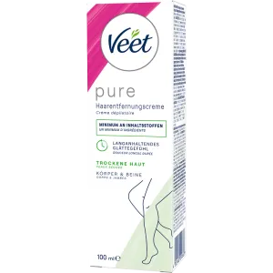 Veet PURE Haarentfernungscreme Körper & Beine, trockene Haut, 100ml