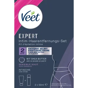 Veet EXPERT Intim-Haarentfernungs-Set, Intim-Haarentfernungscreme + Multi-Benefit Schaum, 100ml